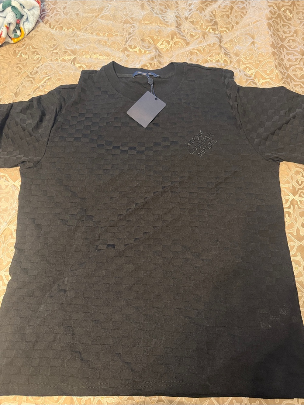Black Checker-Text Short-Sleeve Tee